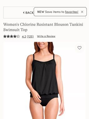 Lands' End Black Swimwear Top